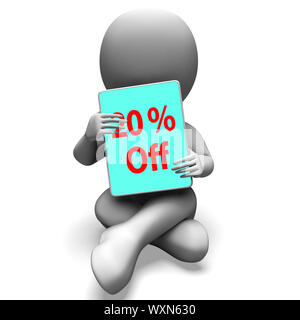 Vingt pour cent en comprimé qui signifie 20 % de réduction ou de vente en ligne Banque D'Images