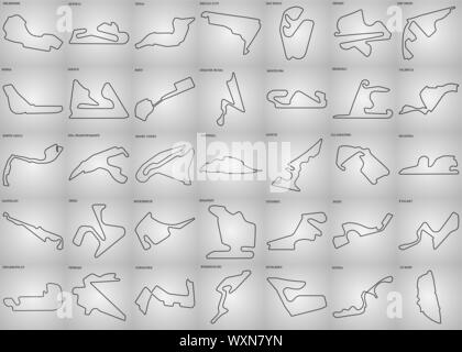 Jeu de piste de course de grand prix circuit. pour le sport automobile et d'autosport. Vector illustration Illustration de Vecteur