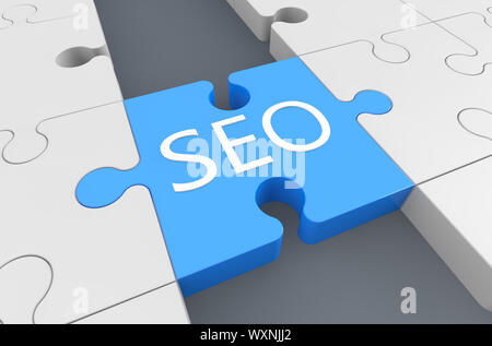 L'optimisation de Search Engine - puzzle 3D render illustration Banque D'Images