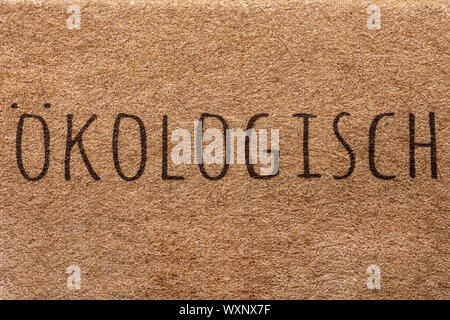 'Texte' ökologisch écrit sur fond de bambou naturel, écologique traduit : Banque D'Images