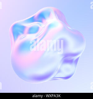 Métal liquide holographique. de forme 3D fluide dynamique holographique bulles couvertes par du papier aluminium. Élément de design à la mode. Le rendu 3d. Banque D'Images