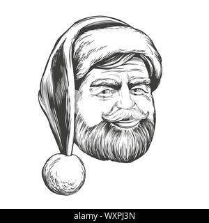 Santa Claus, symbole de Noël hand drawn vector illustration croquis Illustration de Vecteur