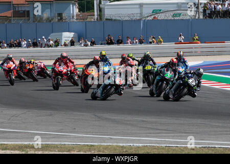 Course MOTOGP. RIDERS : Maverick Viñales 12, FRANCO MORBIDELLI 21, FABIO QUARTARARO 20, VALENTINO ROSSI VR 46, Andrea Dovizioso 04 lors de l'échauffement dimanche Banque D'Images