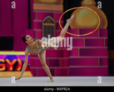 Baku, Azerbaïdjan. Sep 17, 2019. Habiba Marzouk de l'Égypte pendant les 37e Championnats du Monde de Gymnastique Rythmique entre match et jour 2 à la salle de gymnastique de Bakou, Azerbaïdjan. Ulrik Pedersen/CSM. Credit : Cal Sport Media/Alamy Live News Banque D'Images