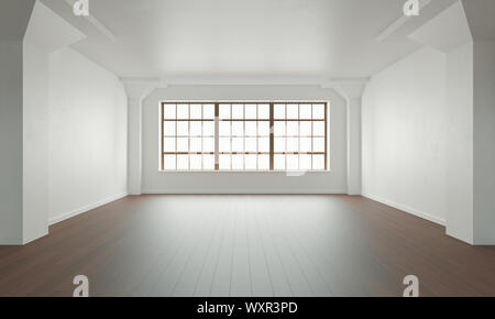 Mur intérieur classique et moderne avec parquet, salle vide, 3D Rendering Banque D'Images