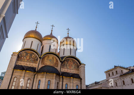 Cathédrale de la Dormition, ou la Cathédrale de l'Assomption, la place de la cathédrale au Kremlin de Moscou, à Moscou, Russie Banque D'Images