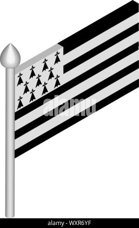 Illustration isométrique avec mât de drapeau Bretagne Illustration de Vecteur