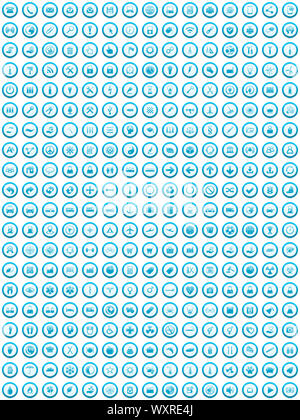 Ensemble d'icônes rondes bordure bleue, des affaires, de la technologie, de la médecine et de l'éducation des boutons web brillant Banque D'Images