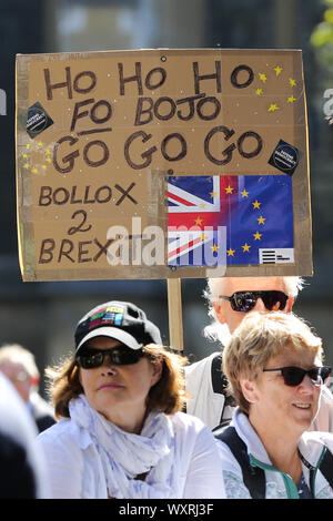 Cour suprême. Londres, Royaume-Uni, 17 Sept 2019 Anti-Brexit - manifestants devant la Cour suprême britannique comme la cour commence une audience d'appel de trois jours dans les multiples défis juridiques à l'encontre du premier ministre Boris JohnsonÕs la décision de proroger le Parlement à l'avant d'un QueenÕs discours le 14 octobre. La contestation judiciaire est amené par l'ancien premier ministre conservateur John Major et l'article 50 Gina militant Mille. Credit : Dinendra Haria/Alamy Live News Banque D'Images