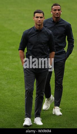 Madrid, Espagne. Sep 17, 2019. Madrid, Espagne ; 17/09/2019.- Crstiano Ronaldo joueur de la Juventus au terrain avant la Ligue des Champions de football match 1 stade Metropolitano Wanda à demain 18/09/2019 à Madrid. Credit : Juan Carlos Rojas/Photo Alliance | utilisée dans le monde entier/dpa/Alamy Live News Banque D'Images