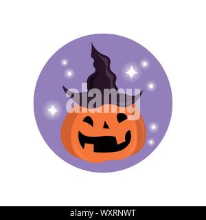 Citrouille dans un chapeau. Funny halloween Citrouille avec Chapeau sorcières. simple modèle de citrouille. Happy Halloween. Illustration de Vecteur