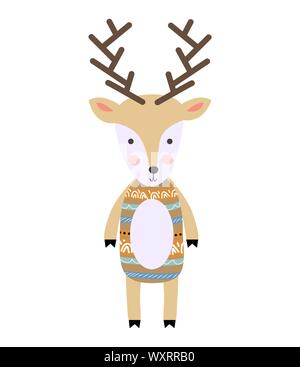 Poster avec cartoon cute deer pour enfants et amusant slogan dans un style scandinave. Graphiques dessinés à la main, zoo. Illustration de Vecteur