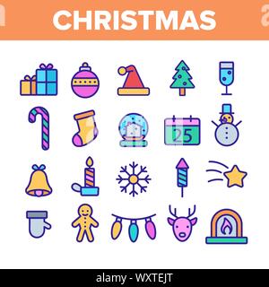 Éléments Couleur Noël Vector Icons Set Illustration de Vecteur