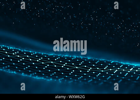 Big la visualisation de données. Contexte .3d connexion Big data l'arrière-plan. La technologie cybernétique Ai tech wire futuriste de visualisation de données réseau filaire Banque D'Images