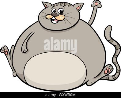 Cartoon Illustration de l'excès de bande dessinée de chat drôle personnage animal Illustration de Vecteur