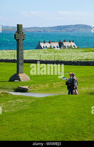 Cruz de Saint Martin. Abadía de Saint Columba. Isla Iona. Hébrides intérieures, de l'Écosse. UK Banque D'Images