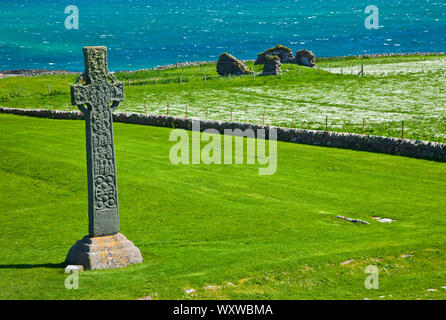 Cruz de Saint Martin. Abadía de Saint Columba. Isla Iona. Hébrides intérieures, de l'Écosse. UK Banque D'Images