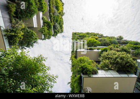 Milan, Italie : le gratte-ciel du nom de Bosco verticale (Vertical) de la forêt, l'architecture innovatrice et durable dans le quartier de Porta Nuova Banque D'Images