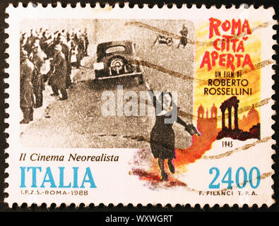 Affiche de film Rome Ville ouverte sur l'italien stamp Banque D'Images