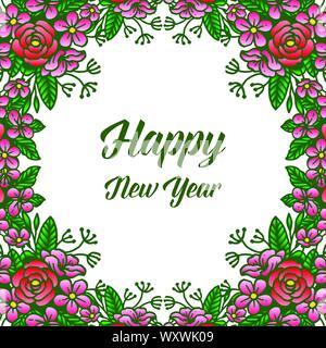 Banner bonne année, avec un élégant floral frame coloré. Vector Illustration de Vecteur