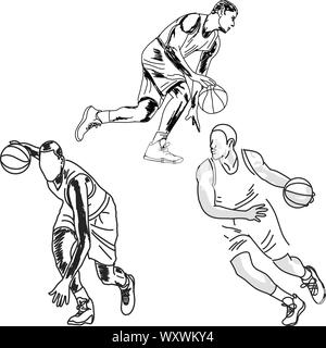 Illustrations série de joueur de basket-ball. dessin vectoriel. Illustration de Vecteur