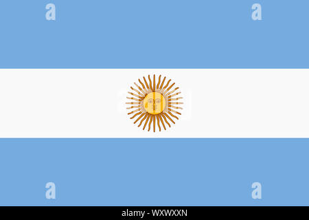 Un drapeau Bleu Argentine background illustration white stripes jaune soleil de mai Banque D'Images