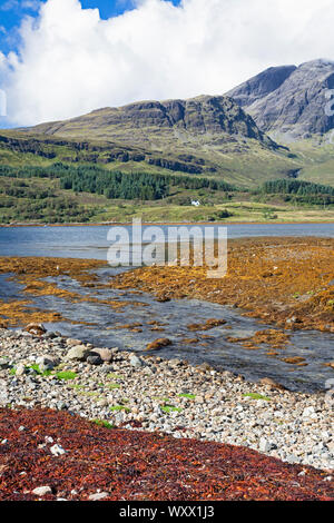 Royaume-uni, Ecosse, Hébrides intérieures, à l'île de Skye, Torrin, Loch Slapin à lattes et Blabheinn vers Bheinn Montagne Banque D'Images