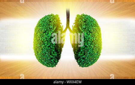L'arbre vert en forme de poumon-images, des concepts médicaux, l'autopsie, affichage 3D et les animaux comme un élément Banque D'Images