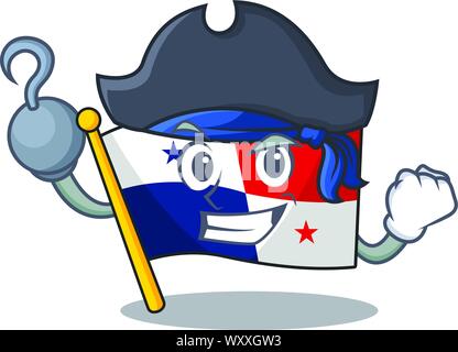 Drapeau panama pirate hissé sur mascot pole Illustration de Vecteur