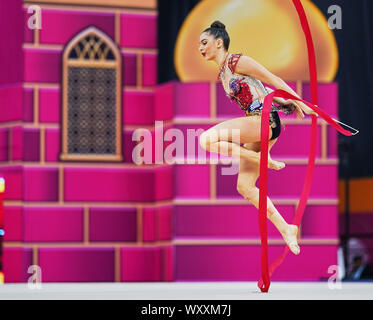 Baku, Azerbaïdjan. 18 Sep, 2019.  ! ! Au cours de la 37e Championnats du monde de gymnastique rythmique et de correspondance entre le jour 3 à l'échelle nationale Salle de gymnastique à Baku, Azerbaïdjan. Ulrik Pedersen/CSM. Credit : Cal Sport Media/Alamy Live News Banque D'Images