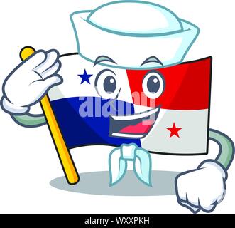 Drapeau panama marin hissé sur mascot pole Illustration de Vecteur