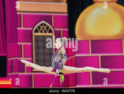 Baku, Azerbaïdjan. 18 Sep, 2019. Lakovleva Lidiia de l'Australie au cours de la 37e Championnats du monde de gymnastique rythmique et de correspondance entre le jour 3 à l'échelle nationale Salle de gymnastique à Baku, Azerbaïdjan. Ulrik Pedersen/CSM. Credit : Cal Sport Media/Alamy Live News Banque D'Images