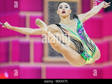 Baku, Azerbaïdjan. 18 Sep, 2019.  ! ! Au cours de la 37e Championnats du monde de gymnastique rythmique et de correspondance entre le jour 3 à l'échelle nationale Salle de gymnastique à Baku, Azerbaïdjan. Ulrik Pedersen/CSM. Credit : Cal Sport Media/Alamy Live News Banque D'Images