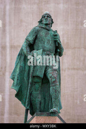 REYKJAVIK, ISLANDE - Leifur Eiriksson statue. Banque D'Images