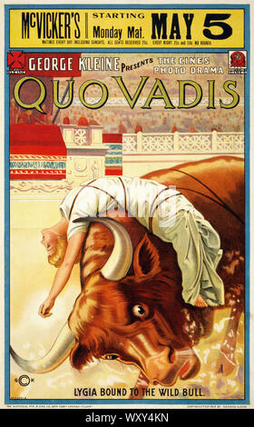 Quo Vadis Lygia lié à l'affiche de film Wild Bull 1913 - Affiche publicitaire ancienne, l'ère victorienne Banque D'Images