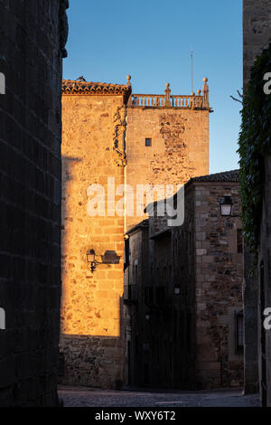 La photographie dans la vieille ville de Caceres. L'Estrémadure. L'Espagne. Banque D'Images