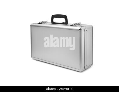 Valise métallique isolé sur fond blanc. With clipping path Banque D'Images