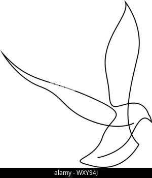 Une ligne ou seagull goéland vole silhouette design. Style minimaliste dessiné à la main. Vector illustration Illustration de Vecteur