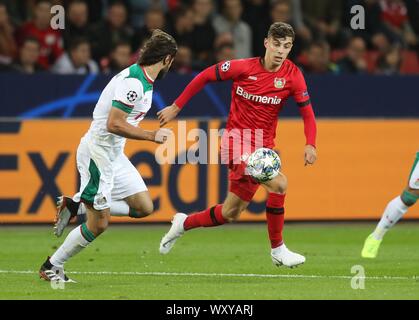 Leverkusen, Allemagne. 18 Sep, 2019. firo : 18.09.2019 Football, Ligue des champions 2019/2020 Bayer Leverkusen - Lokomotiv Moscou duel's Quay HAvertz | Conditions de crédit dans le monde entier : dpa/Alamy Live News Banque D'Images