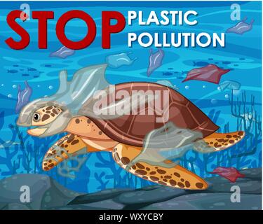 La conception de l'affiche avec les tortues de mer dans l'océan illustration Illustration de Vecteur