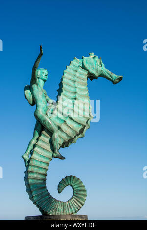 Caballito de Mar (peu) d'hippocampes sur le Malecon boardwalk, Puerto Vallarta, Jalisco, Mexique. Banque D'Images