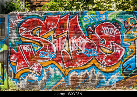 Mur art graffiti, Puerto Vallarta, Jalisco, Mexique. Banque D'Images