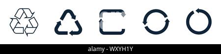 Symbole de recyclage icon set. Triangle, cercle, carré des symboles de recyclage. Illustration de Vecteur