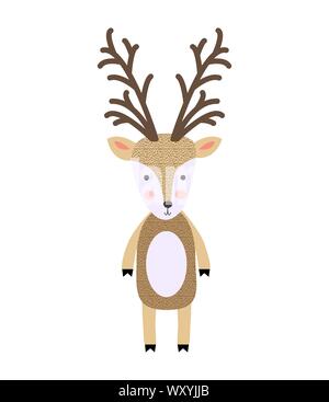 Poster avec cartoon cute deer pour enfants et amusant slogan dans un style scandinave. Graphiques dessinés à la main, zoo. Illustration de Vecteur