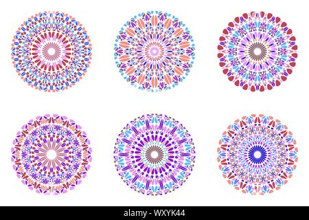 Géométriques colorés gemstone logo mandala circulaire set - résumé des éléments graphiques vectoriels à partir de pierres incurvées Illustration de Vecteur