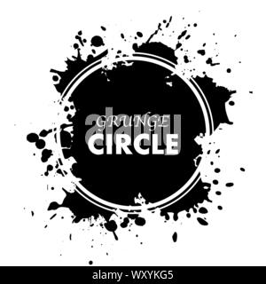 Dans Black blots abstract splash avec cadre blanc cercle et texte Illustration de Vecteur