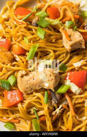 Poulet Nouilles Yakisoba japonais fait maison avec des légumes Banque D'Images