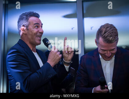 Erol Sander, Axel Kahn und Ralf Moeller beim Pixx Lounge Event in den Sky Lounge Studios von radio antenne Frankfurt in den City Gates. Francfort, 12. Banque D'Images