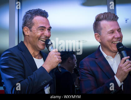 Erol Sander, Axel Kahn und Ralf Moeller beim Pixx Lounge Event in den Sky Lounge Studios von radio antenne Frankfurt in den City Gates. Francfort, 12. Banque D'Images