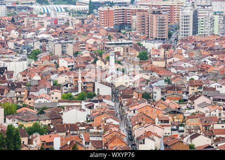 Vue aérienne sur l'ex-capitale Prizren au Kosovo Banque D'Images